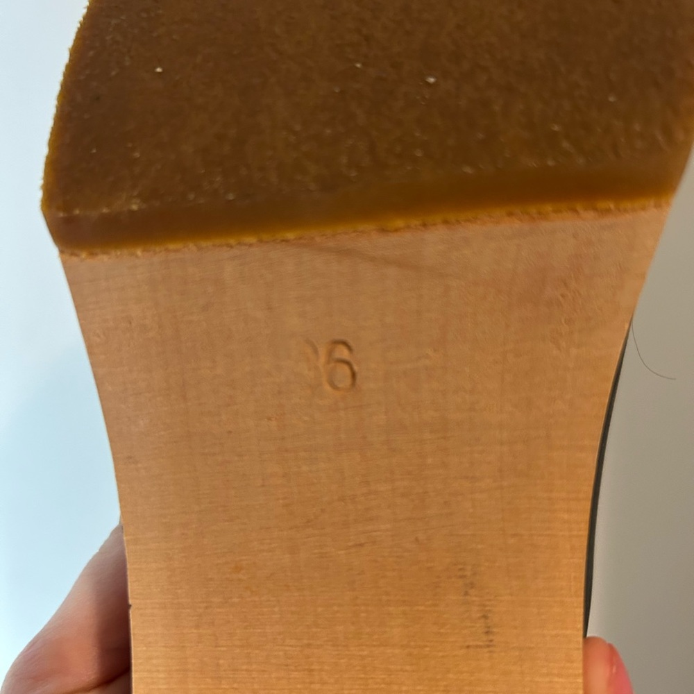 Swedish Hasbeens Black Leather Crossover Clog Sandals - Picture 4 of 4
